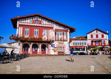 France, Pyrénées-Atlantiques (64), Basque Country, Bidart, town hall square Stock Photo