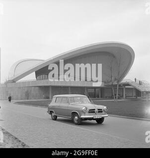transport, car, Borgward Isabella Combi, in front of the congress hall, Berlin, Germany, 1957, ADDITIONAL-RIGHTS-CLEARANCE-INFO-NOT-AVAILABLE Stock Photo
