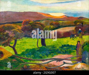 Paul Gauguin, oil on canvas painting, Landscape from Brittany, 1889 Stock Photo