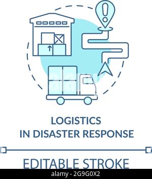 Logistics in disaster response concept icon. Stock Vector