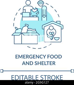 Emergency food and shelter program concept icon. Stock Vector