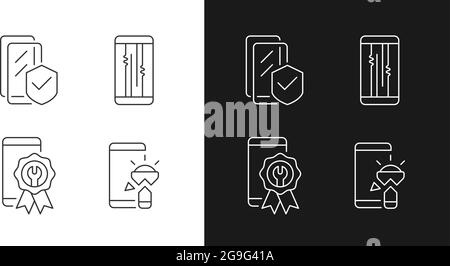 Common phone breakdowns black linear icons set for dark and light mode Stock Vector