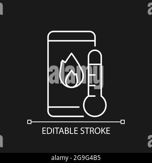 Phone overheating white linear icon for dark theme Stock Vector