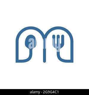 letter M restaurant logo icon flat concept vector design Stock Vector