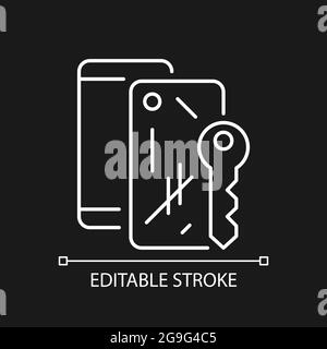 Scratched housing white linear icon for dark theme Stock Vector