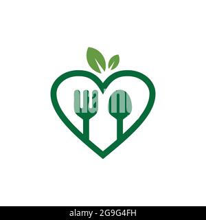 love vegetarian food logo icon flat concept vector design Stock Vector