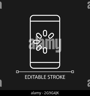 Slow phone white linear icon for dark theme Stock Vector