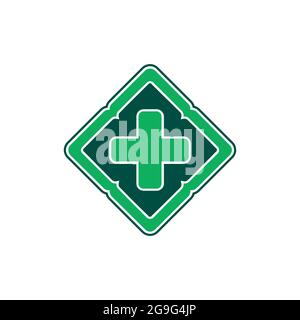stylish medical green logo icon flat concept vector design Stock Vector