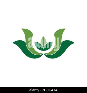 letter U Lotus flower logo icon flat concept vector design Stock Vector