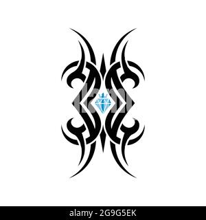 shield diamond tribal tattoo logo icon vector flat concept design Stock Vector