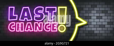 Last chance neon text on the stone background. Last chance. For business, marketing and advertising. Vector on isolated background. EPS 10. Stock Vector