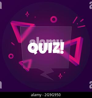 Quiz. Speech bubble banner with Quiz text. Glassmorphism style. For business, marketing and advertising. Vector on isolated background. EPS 10. Stock Vector