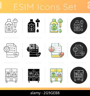 Positive progress in life icons set Stock Vector