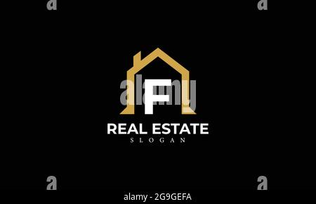 Alphabet F Real Estate Monogram Vector Logo Design, Letter F House Icon Template Stock Vector