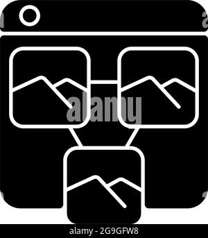 Photo sharing platforms black glyph icon Stock Vector