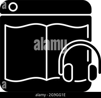 Audiobook online platforms black glyph icon Stock Vector