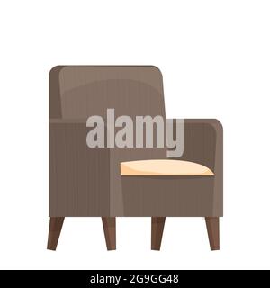 Armchair modern textured in cartoon style isolated on white background. Backyard, outdoor furniture, decoration. Home interior. Vector illustration Stock Vector