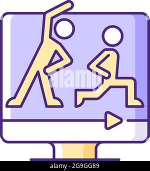 Online fitness classes RGB color icon. Stock Vector