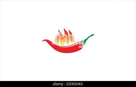 Chilli logo with fire design illustration, Spicy icon logo Stock Vector