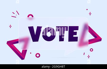 Vote. Speech bubble banner with Vote text. Glassmorphism style. For business, marketing and advertising. Vector on isolated background. EPS 10. Stock Vector