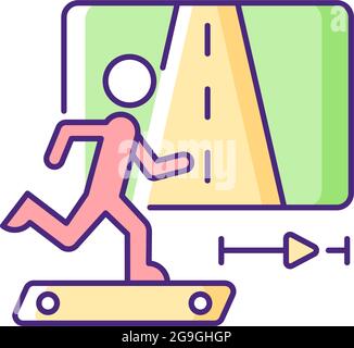 Online fitness jogging RGB color icon. Stock Vector