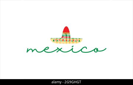 Traditional Mexican hat typography icon logo deign vector illustration Stock Vector