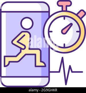 High intensity and intervals workout RGB color icon. Stock Vector