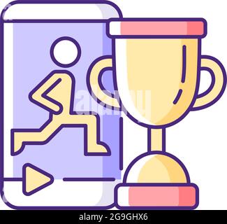 Fitness online challenge RGB color icon. Stock Vector