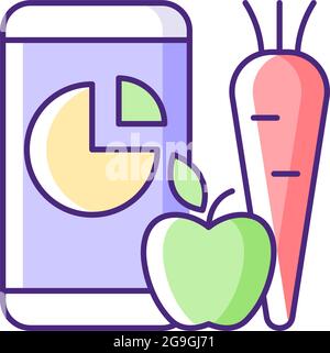 Online nutrition tracker RGB color icon. Stock Vector