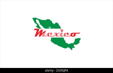 Green Mexico country  map icon  vector with red  Mexican letter  vector icon illustration Stock Vector