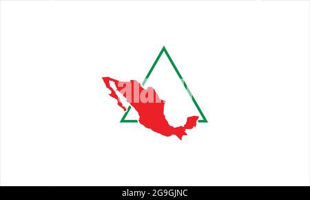 red Mexican map in  triangle icon logo design vector illustration symbol Stock Vector