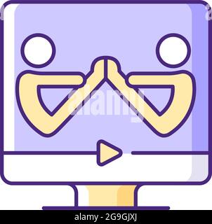 Partner yoga RGB color icon. Stock Vector