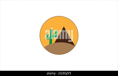 Cactus Desert Plant Flat Icon Vector logo design illustration symbol template Stock Vector