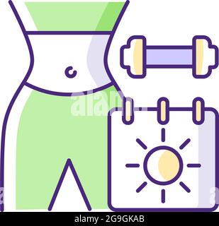 Online seasonal fitness marathons RGB color icon. Stock Vector