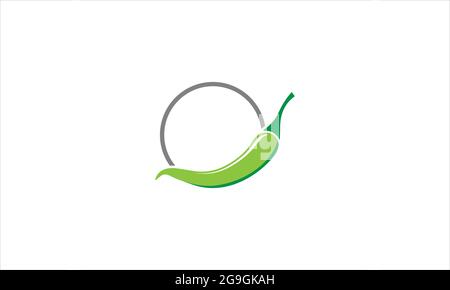 green Chili Symbol in circle Vector Icon Illustration  minimalist design Stock Vector