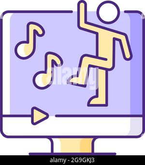 Online dance workout RGB color icon. Stock Vector