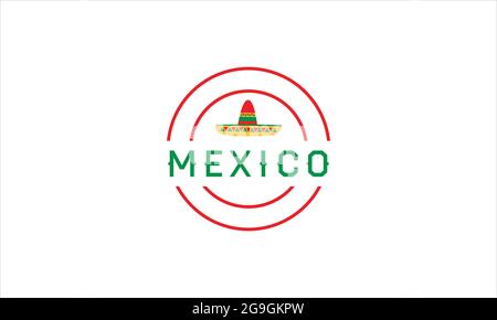 Traditional Mexican hat typography icon in circle  logo deign vector illustration Stock Vector