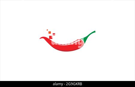 Red chilli  icon logo design vector illustration symbol Stock Vector