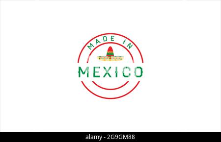 Made in  Mexico hat typography icon in circle  logo deign vector illustration Stock Vector