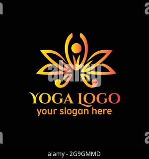 Lotus Yoga with love women  Logo Vector Design exclusive design inspiration Stock Vector