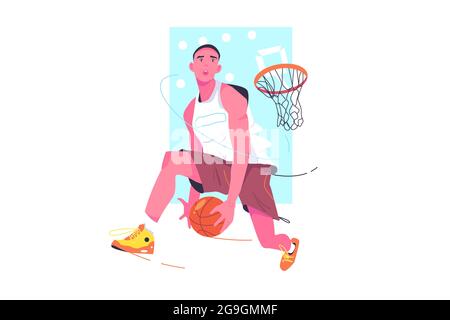Cool basketball player in sportswear Stock Vector