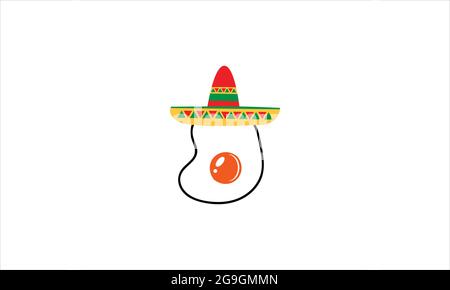 Fried Egg  With Mexican hat icon logo design vector illustration Stock Vector