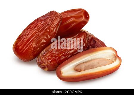 Dates isolated on white background with clipping path and full depth of field. Stock Photo