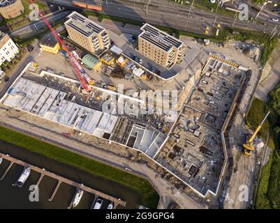 Aerial top down blueprint view of the new Kade Zuid urban development project in Noorderhaven Stock Photo