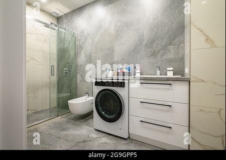 Modern large luxury marble bathroom Stock Photo