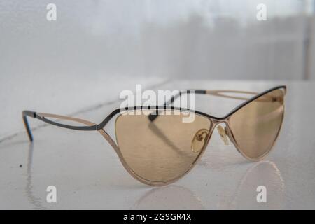 Polyrazaionic glasses circle yacht, holiday navigation upper vessel young, lifestyle bahamas. erminal cabin, business tourists seascape cruise liner l Stock Photo