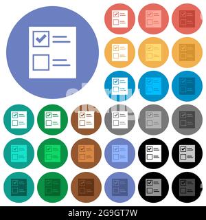 Ballot paper solid multi colored flat icons on round backgrounds. Included white, light and dark icon variations for hover and active status effects, Stock Vector