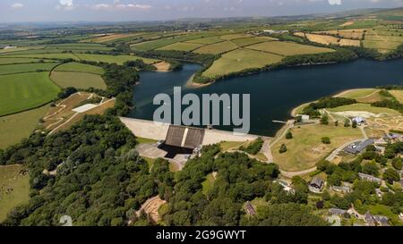 Aerial view of Llys-y-Fran reservoir, Pembrokeshire, Wales Stock Photo