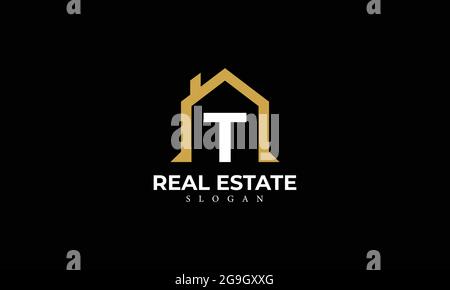 Alphabet T Real Estate Monogram Vector Logo Design, Letter T House Icon Template Stock Vector