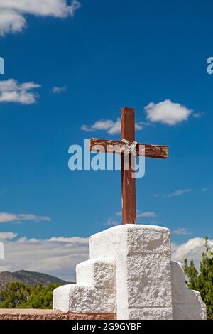 Golden, New Mexico - A cross at San Francisco de Asis Catholic Church. Built in the 1830s after gold was discovered in the area, the church was abando